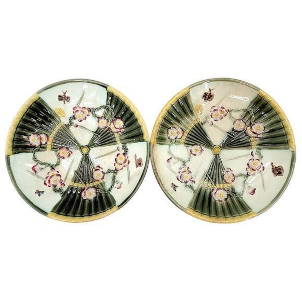Antique Wedgwood Majolica Prunus Fan Cherry Blossom‎ Fairycore 2 Dessert Plate